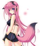  animal_ears blue_eyes fox_ears fox_tail kumatora_tatsumi long_hair lowres megurine_luka pink_hair solo tail thighhighs very_long_hair vocaloid 