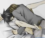  2boys anal bed blindfold death_note l l_(death_note) male_focus multiple_boys sex spread_legs yagami_light yaoi 
