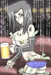  alcohol ass beer breasts butt_crack cleavage detached_sleeves hot_pants kitamori_reiko money prostitution short_shorts shorts straw_(artist) straw_(yokubou_hiroba) tattoo thighhighs tramp_stamp translation_request yu-gi-oh! yugioh yuu-gi-ou_r 