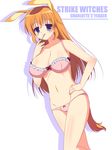  animal_ears bad_id bad_pixiv_id blue_eyes blush bra breasts bunny_ears charlotte_e_yeager cleavage hand_on_hip large_breasts lingerie long_hair orange_hair panties solo standing strike_witches sumii underwear underwear_only world_witches_series 
