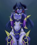  :p armor artist_request ass_visible_through_thighs astaroth_(shinrabanshou) bangs black_sclera blue_hair blue_leotard blue_skin breast_suppress breasts bridal_gauntlets center_opening cleavage covered_nipples cowboy_shot crotch demon_girl demon_horns earrings faulds fingernails from_below gradient gradient_background groin hair_between_eyes heart heart_earrings highleg highleg_leotard hips horns jewelry large_breasts leotard long_fingernails long_hair long_pointy_ears looking_at_viewer midriff naughty_face navel_cutout no_wings pointy_ears purple_legwear purple_tongue shinrabanshou skindentation slit_pupils solo spikes standing thick_thighs thighhighs thighs tongue tongue_out very_long_hair wide_hips yellow_eyes 