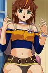  brown_hair green_eyes haruyama_kazunori highlights midriff multicolored_hair panties short_hair solo sweet_(zoids) underwear zoids zoids_fuzors 