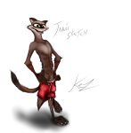  absurd_res black-footed_ferret bulge clothed clothing disney ferret hi_res kezmmar male mammal multi_nipple mustela mustelid musteline nipples open_mouth scrawny shorts slim solo topless travis_(zootopia) zootopia 