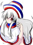 blush coo hakata-san hat long_hair looking_at_viewer original red_eyes sidelocks silver_hair solo very_long_hair white_hair 
