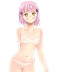  blush bra highres hinamori_amu lingerie navel panties pink_hair short_hair shugo_chara! solo toshi_hiroshi underwear underwear_only yellow_eyes 