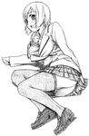  ass bad_id bad_pixiv_id greyscale hyakko monochrome nonomura_ayumi pantyhose pantyhose_pull sawa_jaaji school_uniform short_hair skirt solo traditional_media 