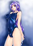  aono_miki bad_id bad_pixiv_id breasts cameltoe competition_swimsuit covered_nipples eyelashes fat_mons fresh_precure! highleg highleg_swimsuit impossible_clothes impossible_shirt large_breasts long_hair one-piece_swimsuit precure purple_eyes purple_hair shiny shiny_clothes shirt skin_tight solo spandex swimsuit wet xopc 