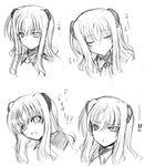  expressions greyscale hagane_soushi long_hair lyrical_nanoha mahou_shoujo_lyrical_nanoha_strikers monochrome numbers_(nanoha) sketch sleeping triangle_mouth uno_(nanoha) 