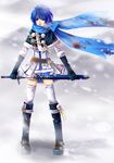  aru_uta-utai_ningyou_no_kiroku_(vocaloid) blood bloody_clothes cape earmuffs fantasy genderswap genderswap_(mtf) gloves highres kaiko nao_takase scarf sheath snow solo sword thighhighs unsheathing vocaloid weapon zettai_ryouiki 