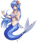  blue_eyes blue_hair head_fins headfins jewelry kenkou_cross kenkou_kurosu long_hair mamono_girl_lover mermaid mermaid_(mamono_girl_lover) monster_girl monster_girl_encyclopedia 