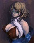  binayu blonde_hair breasts cleavage green_eyes huge_breasts mizuhashi_parsee scarf short_hair solo touhou 