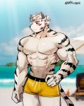  2019 abs absurd_res anthro digital_media_(artwork) felid fur hi_res kemono male mammal muscular muscular_male nipples pantherine ssu ssu_open tiger 