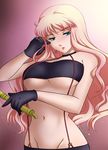  bandeau bike_shorts collar gloves long_hair macross macross_frontier no_panties sheryl_nome solo strapless suspenders tubetop yumegi_atsuki 