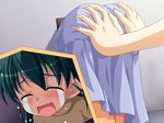  ass ass_grab blush closed_eyes game_cg grabbing_another's_ass green_hair groping hands_on_ass kannazuki_genshi nibukawa_mutsumi omakase!_trouble_angel open_mouth skirt stuck tears 