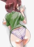  ass bent_over brown_eyes brown_hair from_behind kanon_(pokemon) looking_back otsukare panties pokemon pokemon_(anime) pokemon_(classic_anime) pokemon_m05 see-through simple_background solo underwear white_background 