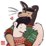  buddy_thunderstruck_(character) buddy_thunderstruck_(series) canid canine canis clothing darnell_(buddy_thunderstruck) domestic_dog ferret hug male male/male mammal mustelid sweaciabic 