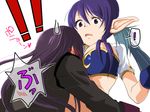  1girl between_breasts breasts hiiro_(kikokico) judith large_breasts pointy_ears surprised tales_of_(series) tales_of_vesperia translation_request yuri_lowell 