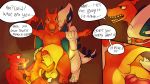  anal anal_penetration animal_genitalia anthro anthro_on_anthro balls blue_eyes cave charizard charmander charmeleon close-up comic dialogue fire forced foursome group group_sex humanoid_penis legendary_pok&eacute;mon lugia male male/male nintendo open_mouth oral penetration penis pok&eacute;mon pok&eacute;mon_(species) sex simple_background spitroast teeth thekinkybear uncut video_games wings 