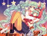  animal_ears aqua_eyes blush boots bunny_ears gloves green_hair hatsune_miku hoodie hug ikeuchi_tanuma kneehighs long_hair lots_of_laugh_(vocaloid) pantyhose seifuku skirt socks twintails vocaloid 