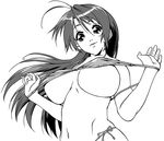  aida_kan_mori bikini breasts greyscale large_breasts long_hair monochrome original solo swimsuit underboob 