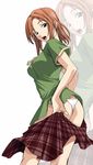  ass brown_hair copyright_request hozumi_takashi looking_back panties skirt solo thong underwear undressing 