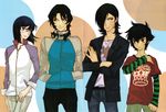  absurdres allelujah_haptism bangs glasses gundam gundam_00 highres kouga_yun lockon_stratos multiple_boys official_art raglan_sleeves scan setsuna_f_seiei tieria_erde 