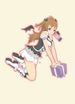  absurdres boots brown_hair copyright_request highres long_hair skirt smile solo violent_panda wings 
