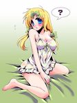  ? barefoot blonde_hair blue_eyes blush bow breasts cleavage genderswap genderswap_(mtf) large_breasts leopold_stotch lingerie long_hair marjorine sakurapanda solo south_park speech_bubble spoken_question_mark underwear 