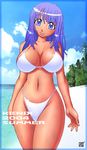  beach breasts day kenix large_breasts original purple_eyes purple_hair solo 
