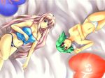  bad_id bad_pixiv_id breast_hold breasts camisole covered_nipples covering flat_chest from_above green_hair heart heart_pillow long_hair lying macross macross_frontier medium_breasts multiple_girls nahu navel no on_back panties pillow pink_hair ranka_lee sheryl_nome short_hair smile topless underwear yes yes-no_pillow 