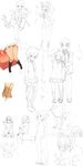  6+girls animal_ears barefoot breast_grab breasts copyright_request feet grabbing highres multiple_boys multiple_girls necktie nora_higuma oversized_clothes school_uniform sketch small_breasts squatting tail 