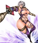  1girl breasts cleavage curvy huge_breasts isabella_valentine revealing_clothes short_hair silver_hair solo soulcalibur sword thighhighs underboob weapon 