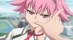  animated animated_gif necktie pink_eyes pink_hair screencap shishidou_akiha short_hair solo sora_wo_kakeru_shoujo uniform 