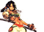  abs animated animated_gif bandeau black_hair kim_hyung_tae midriff muscle solo soul_edge soulcalibur strapless talim tan tubetop twintails weapon 