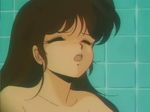  80s bare_shoulders brown_hair closed_eyes cream_lemon long_hair oldschool open_mouth screencap showering solo 