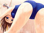  :o against_wall armpits ass bathroom bent_over blue_eyes blush breasts brown_hair cameltoe covered_nipples dutch_angle embarrassed ero_smash from_behind game_cg hair_ribbon kneepits looking_at_viewer looking_back medium_breasts nagase_shione one-piece_swimsuit open_mouth ribbon saeki_hokuto school_swimsuit sexually_suggestive short_hair showering solo spread_legs swimsuit thighs water wet 