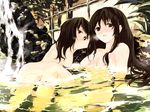  bad_id bad_pixiv_id breasts brown_eyes brown_hair copyright_request face large_breasts long_hair multiple_girls nipples nude onsen shunsei_(muratou) water 