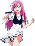  hairpin hayate_no_gotoku highres katsura_hinagiku long_hair microphone pink_hair singing solo vector yellow_eyes 