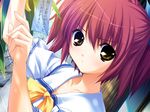  fumio_(ura_fmo) game_cg hoshiuta kuroda_yui red_hair ribbon school_uniform solo tanabata tanzaku twintails yellow_eyes 