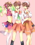  2boys bad_id bad_pixiv_id cheerleader code_geass crossdressing genderswap genderswap_(mtf) green_eyes kururugi_suzaku multiple_boys school_uniform serafuku suzako thighhighs yuzuki_karu 