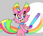  2019 animate_inanimate baseball_bat bat_(object) equine eyelashes female fur horn mammal painter-marx_(artist) pi&ntilde;ata pink_fur rainbow scp-956 scp_foundation solo unicorn 