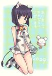 2009 animal_ears animal_print bad_id bad_pixiv_id bokurano boots chinese_zodiac coemushi cow_ears cow_girl cow_print cow_tail eyebrows_visible_through_hair flat_chest horns kneeling machi_youko new_year panties see-through short_hair tail teu_(navy) translated underwear year_of_the_ox 