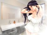  1024x768 bath bathroom brown_eyes purple_hair towel wallpaper 