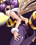  antennae ass bad_id bad_pixiv_id bee_girl black_eyes breasts cameltoe fjt_(fjym2) insect_girl large_breasts lowres monster_girl pantyhose purple_hair q-bee short_hair solo vampire_(game) wings 