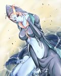  blue_skin breasts cleavage front_ponytail large_breasts microspace midna midna_(true) orange_hair red_eyes solo spoilers the_legend_of_zelda the_legend_of_zelda:_twilight_princess 