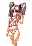  camisole hisahiko hoshino_ruri kidou_senkan_nadesico lingerie panties simple_background solo twintails underwear wading water white_background yellow_eyes 