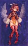  animal_ears binayu boots coat hat highleg highleg_leotard hip_bones hips leotard mystia_lorelei navel orange_leotard pink_hair short_hair solo thighhighs touhou wings yellow_eyes 