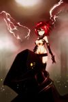  cyborg highres kae_(artist) mecha_musume original prosthesis red_hair revealing_clothes short_hair solo yellow_eyes 