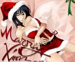  breasts christmas cleavage cosaten hat large_breasts miniskirt one_eye_closed santa_costume santa_hat school_rumble skirt solo suou_mikoto 
