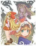  artist_request bare_legs blonde_hair blush cherie_espoir cornet_espoir flipped_hair grandmother_and_granddaughter green_eyes hat kururu_(little_princess) little_princess marl_kingdom mother_and_daughter multiple_girls rhapsody short_hair time_paradox wings 